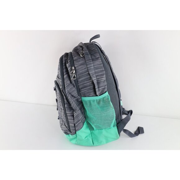 Vintage Adidas Spell Out Striped Loadspring Backpack Book Bag Carry On Gray Teal